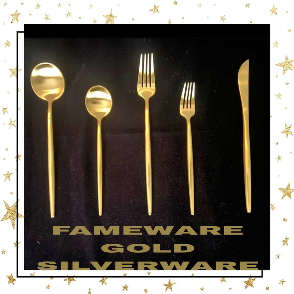 Fameware Stainless Steel Matte Gold 30 Piece Flatware Set, NEW